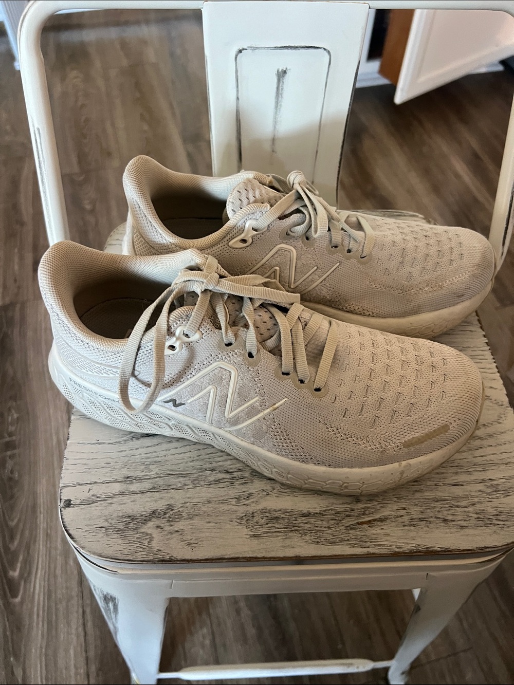 New Balance Light Tan Mesh Athletic Sneakers